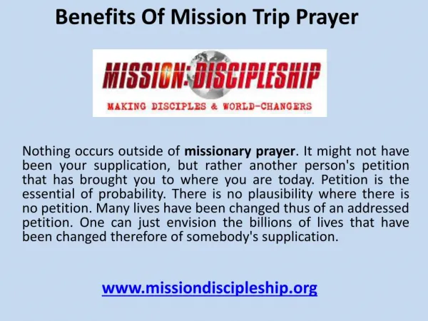 Benefits of mission trip prayer