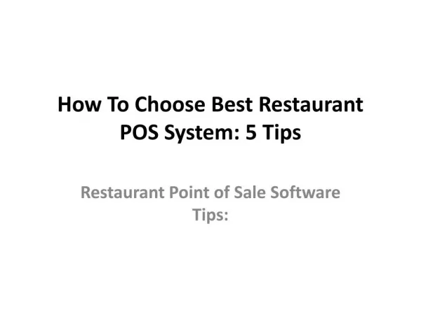How To Choose Best Restaurant POS System: 5 Tips