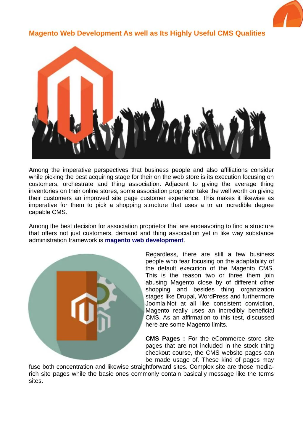 magento web development as well as its highly