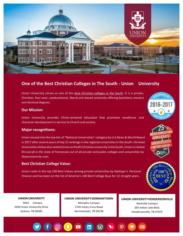 One of the Best Christian Colleges in The South - Union University