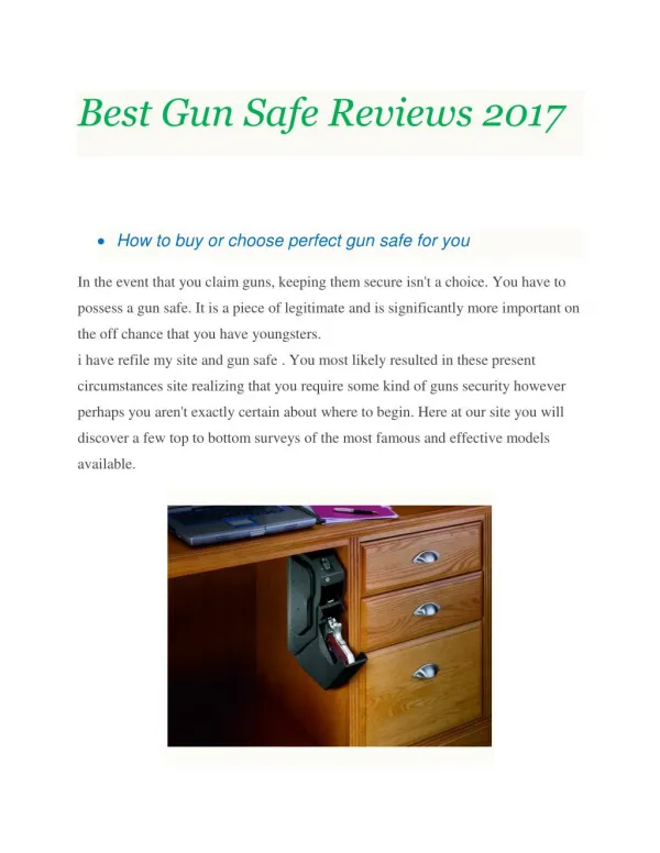 Best Gun Safe Reviews 2017