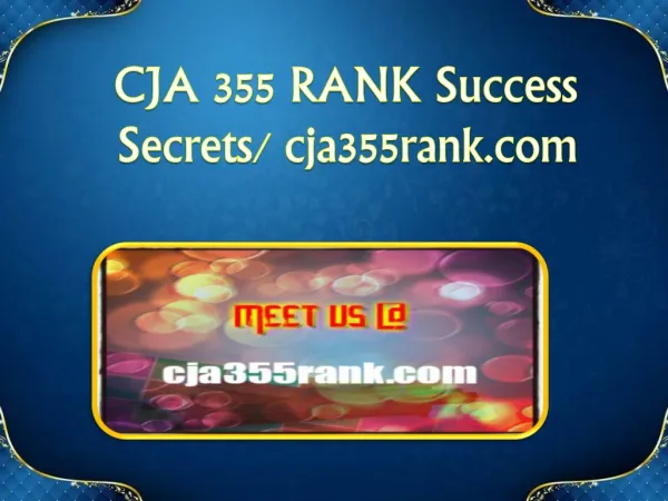CJA 355 RANK Success Secrets/ cja355rank.com