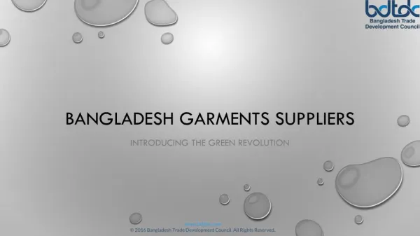Bangladesh garments suppliers - Introducing the green revolution