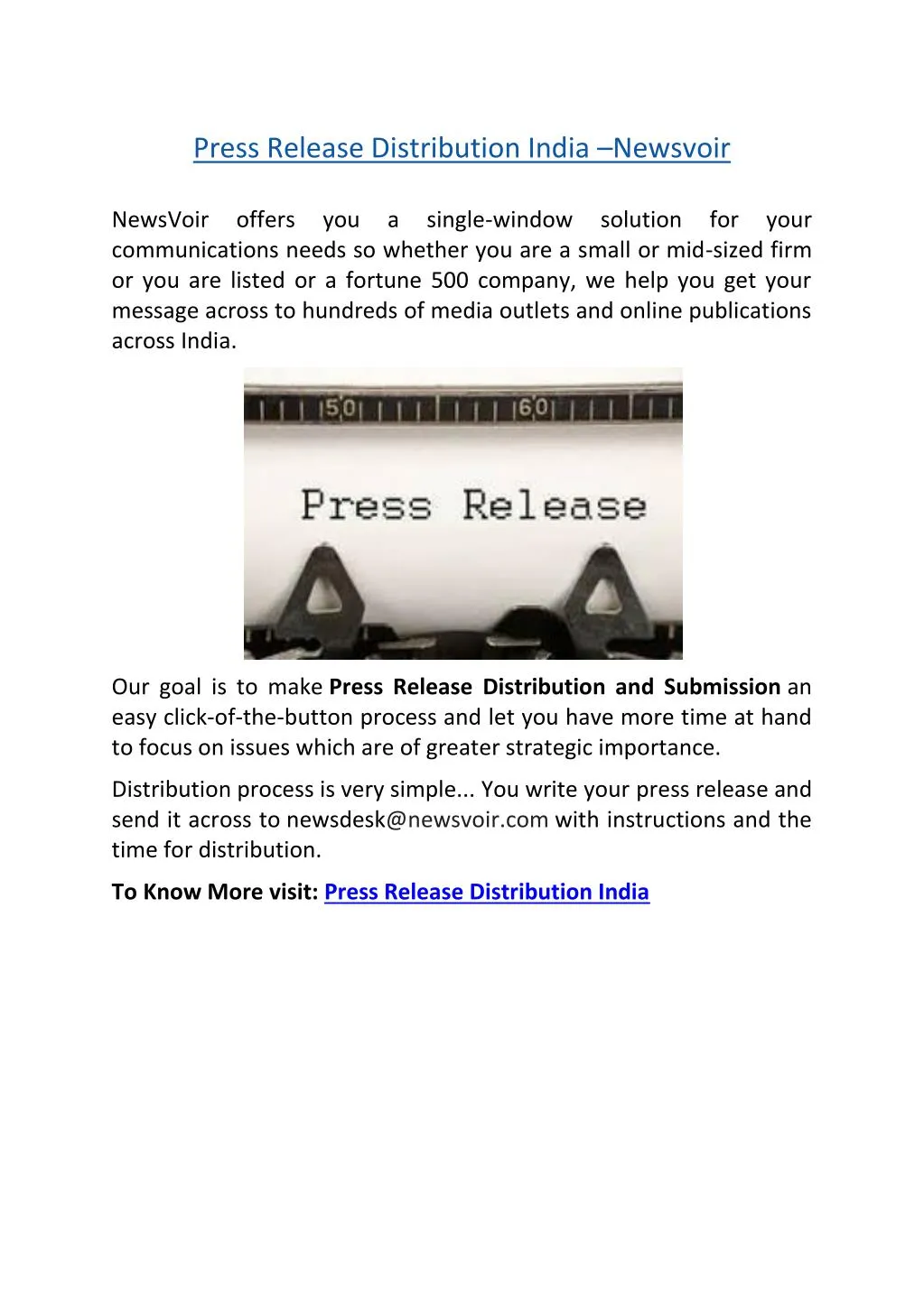 press release distribution india newsvoir