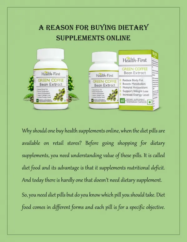 A Reason for Buying Dietary Supplements Online