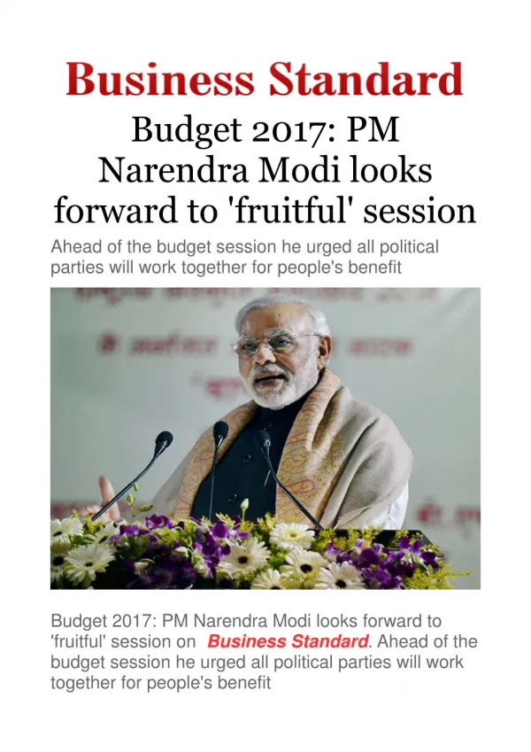 Budget 2017: PM Narendra Modi looks forward to 'fruitful' session