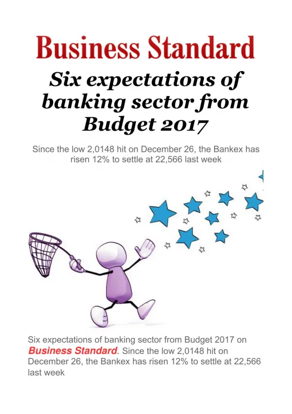 Six expectations of banking sector from Budget 2017