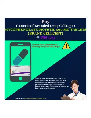 Buy Cellcept - Mycophenolate Mofetil 500 Mg Tablets @ Us$ 1.73 - slide 1
