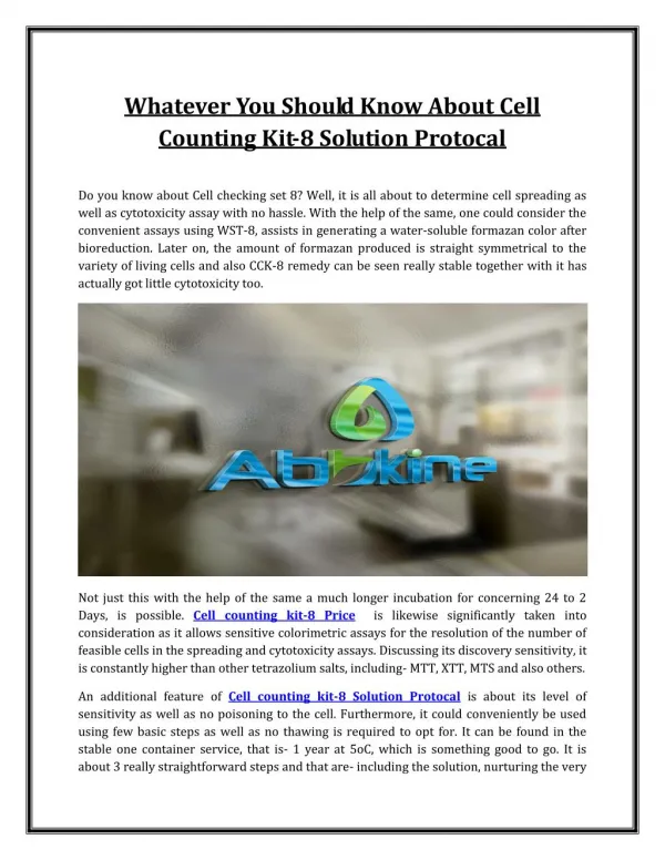 Whatever You Should Know About Cell counting kit-8 Solution Protocal1