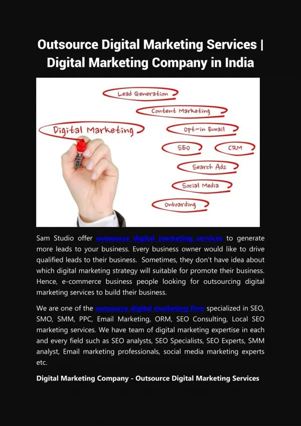 Outsource Digital Marketing Services | Digital Marketing Company in India