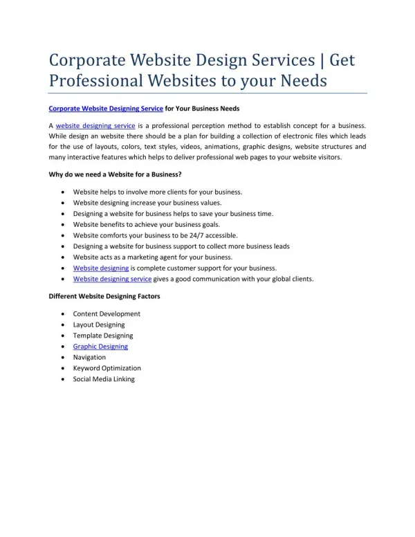 Corporate Website Design Services | Get Professional Websites to your Needs