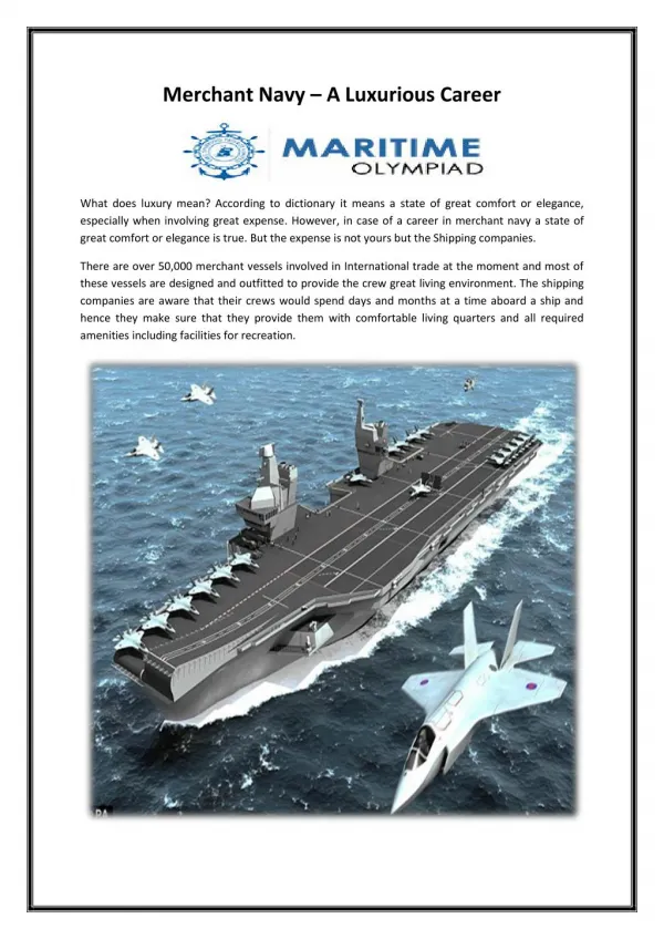 Merchant Navy – A Luxurious Career