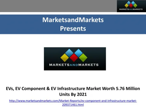 EVs, EV Component & EV Infrastructure Market worth 5.76 Million Units by 2021