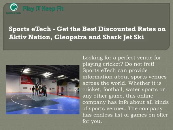 Sports eTech - Get the Best Discounted Rates on Aktiv Nation, Cleopatra and Shark Jet Ski