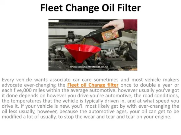 Fleet Change oil filter
