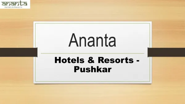 Pushkar Resorts - Ananta Hotels & Resorts
