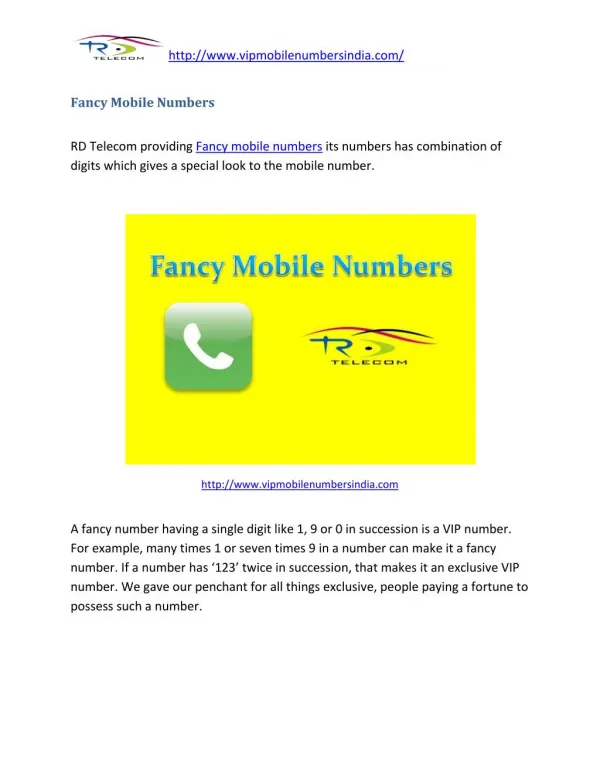 Fancy Mobile Numbers