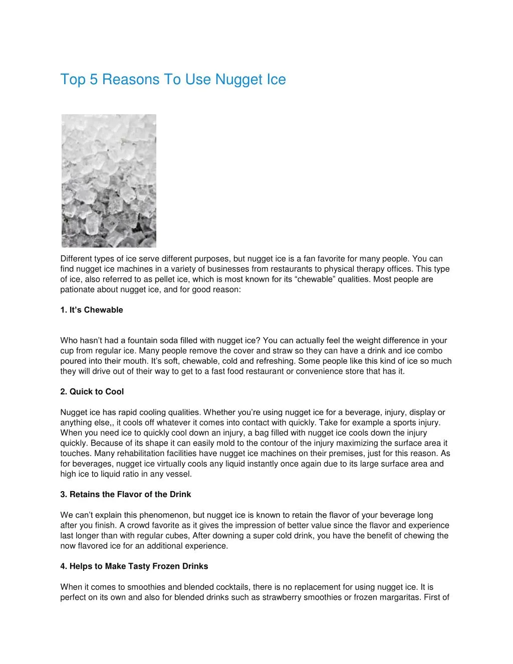 top 5 reasons to use nugget ice