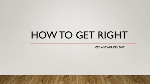 How to Get Right CDS Answer Key