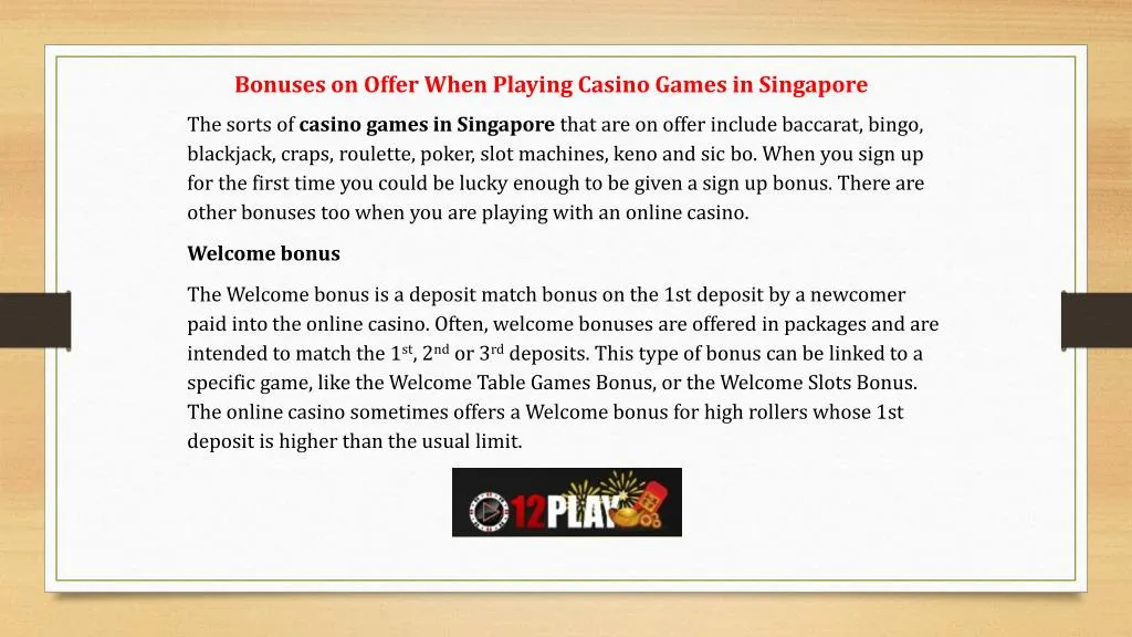 bonuses on offer when playing casino games