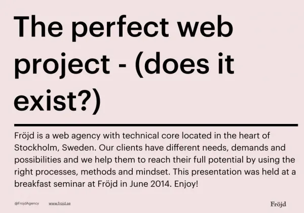 The Perfect Web Project - does it exist?