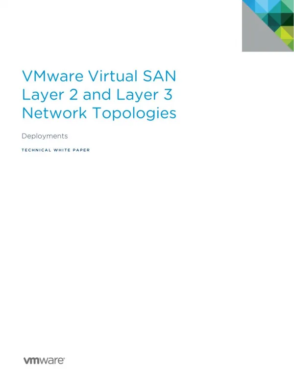 VMware Virtual SAN Layer 2 and Layer 3 Network Topologies
