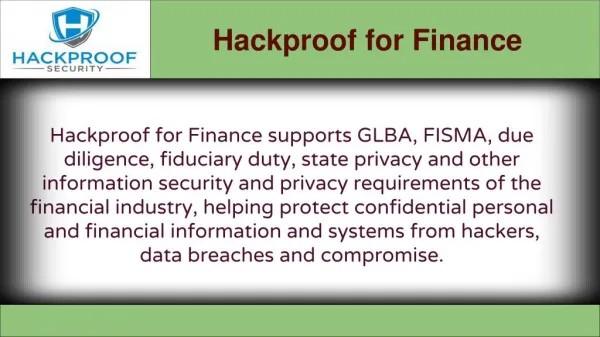 Hackproof for Finance