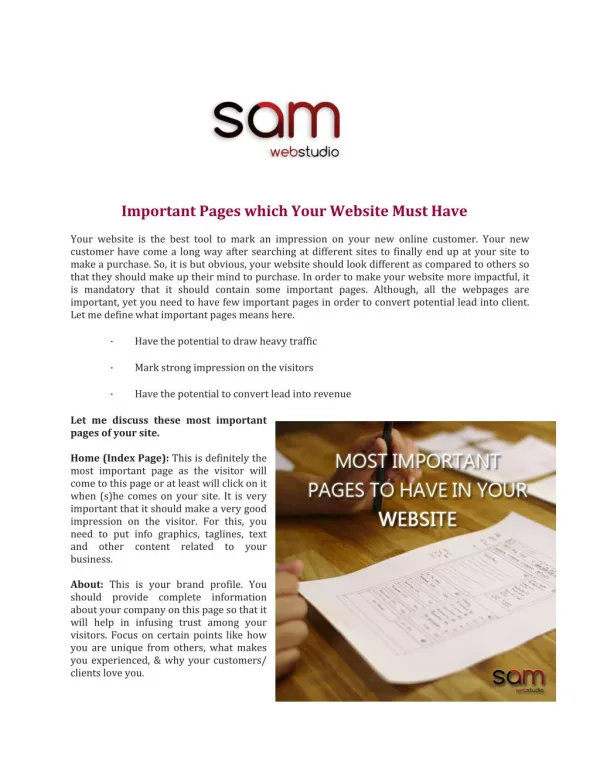 Important Pages which Your Website Must Have