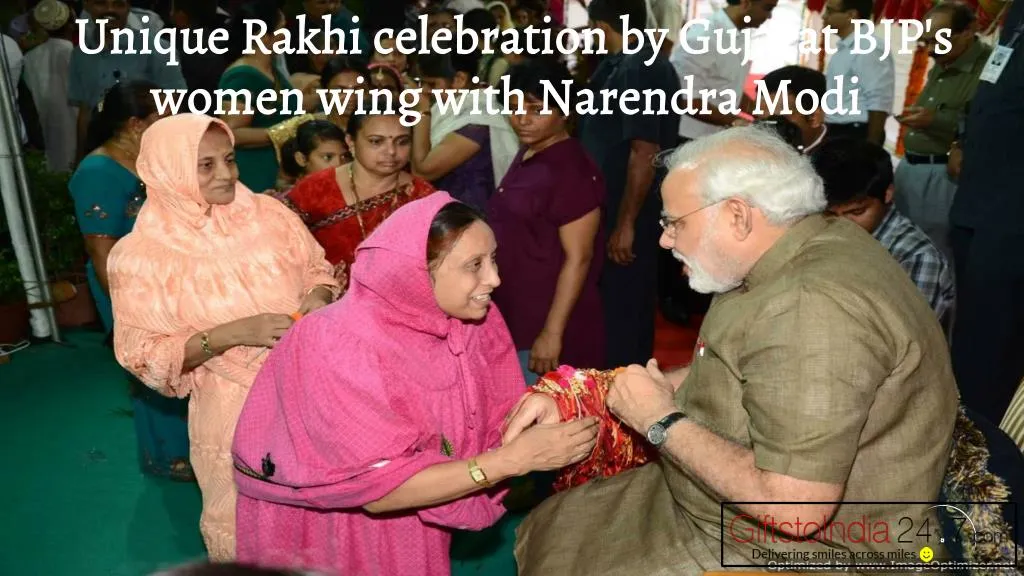 unique rakhi celebration by gujarat bjp s women wing with narendra modi