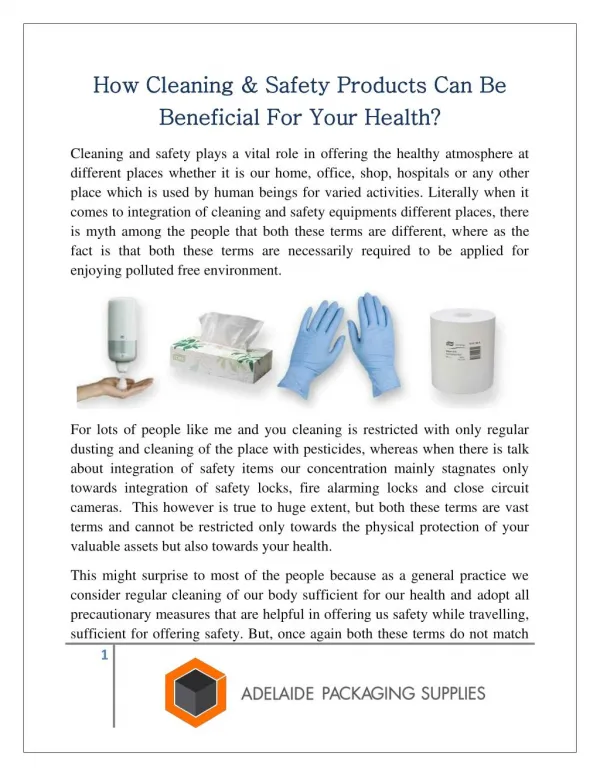 How Cleaning & Safety Products Can Be Beneficial For Your Health?