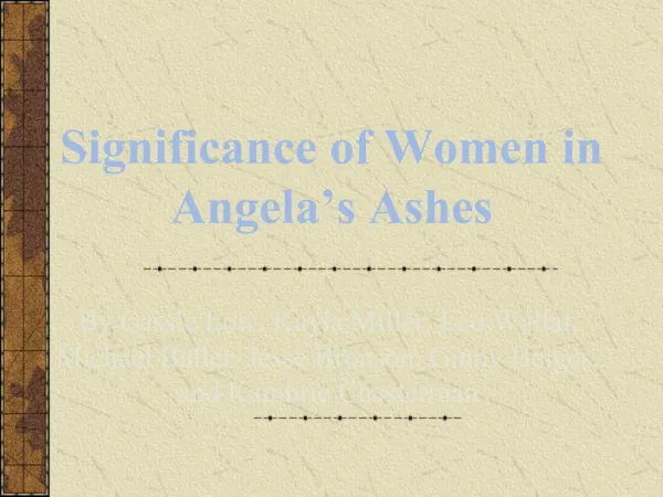 Significance of Women in Angela s Ashes