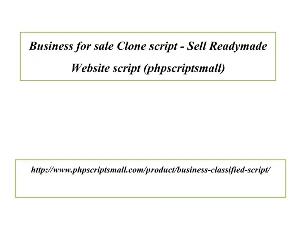Business for sale Clone script - Sell Readymade Website script (phpscriptsmall)
