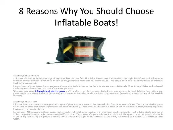 8 Reasons Why You Should Choose Inflatable Boat