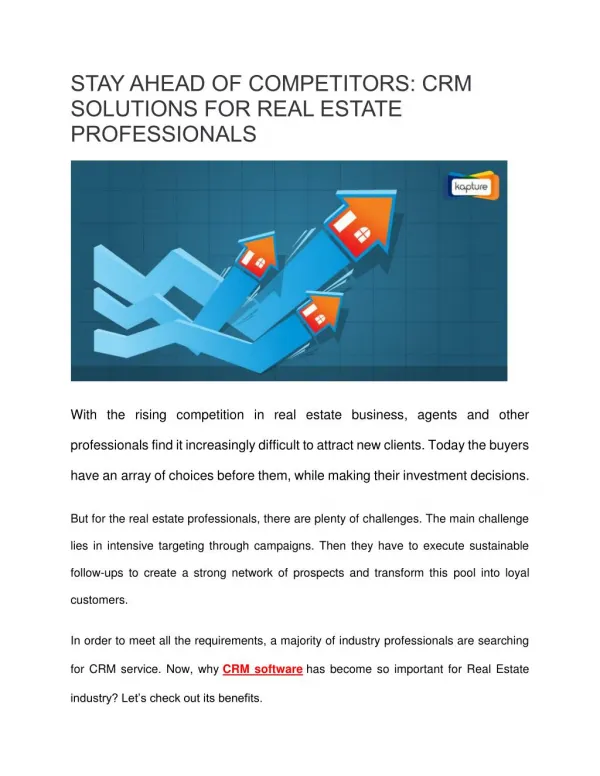 Stay Ahead of Competitors: CRM Solutions for Real Estate Professionals