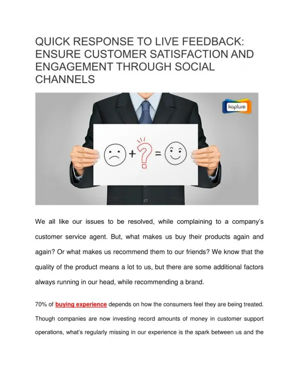 Quick Response to Live Feedback: Ensure Customer Satisfaction and Engagement through Social Channels - Kapture CRM