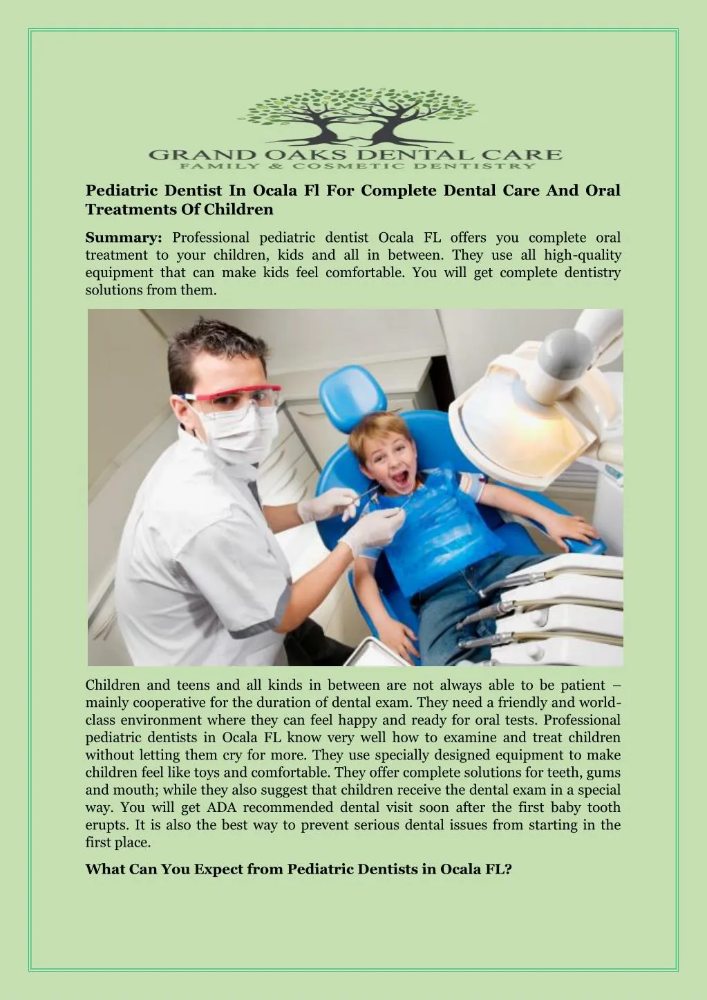 pediatric dentist in ocala fl for complete dental