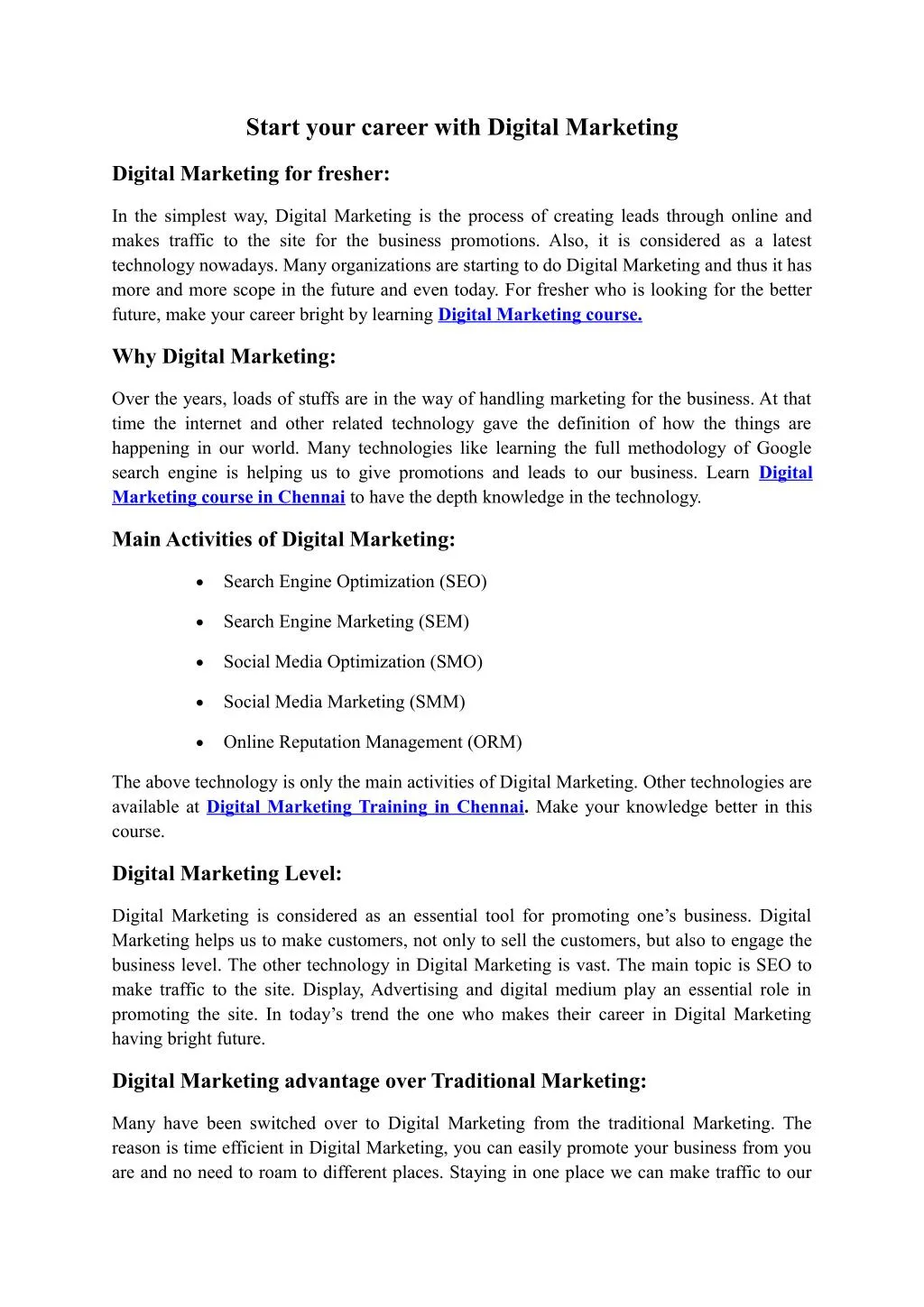 start your career with digital marketing