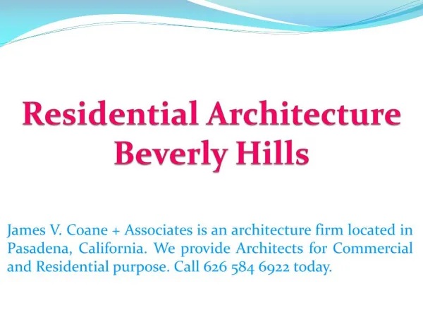 Residential Architecture Beverly Hills