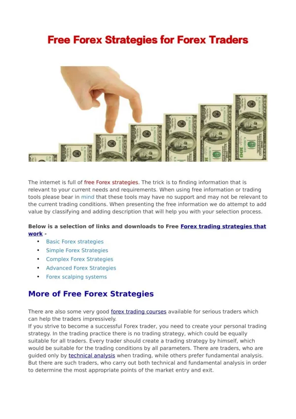 Free Forex Strategies for Forex Traders