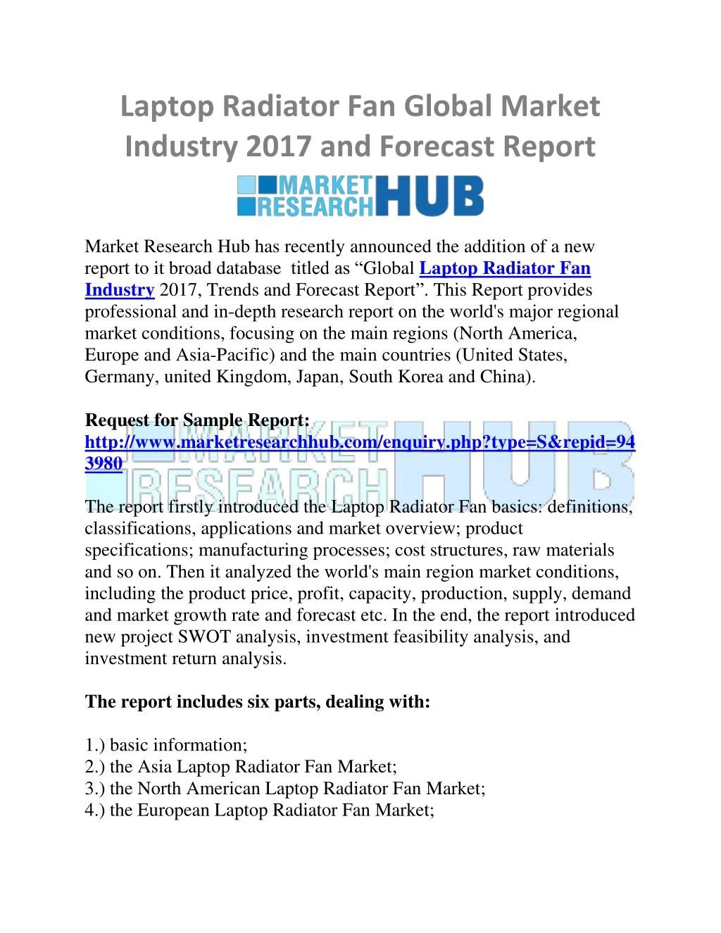 laptop radiator fan global market industry 2017