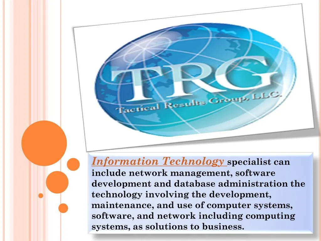 information technology specialist can include