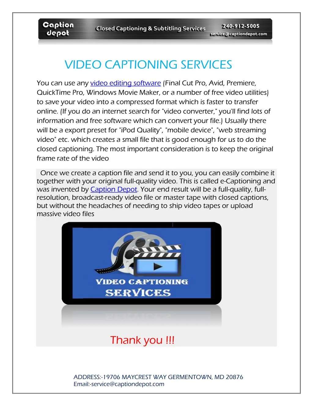 video captioning services