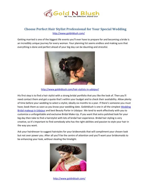 Choose Perfect Hair Stylist Professional for Your Special Wedding