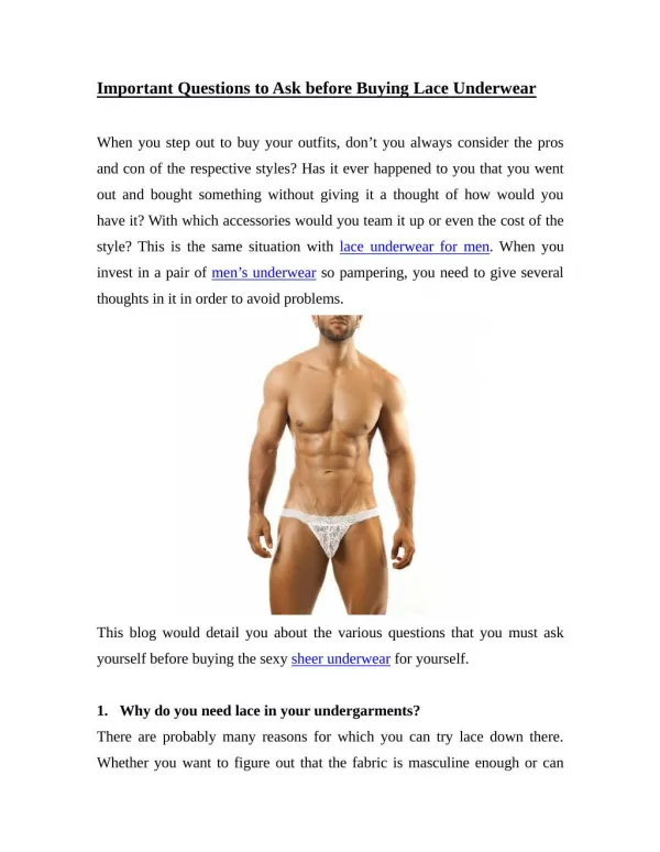 Important Questions to Ask before Buying Lace Underwear