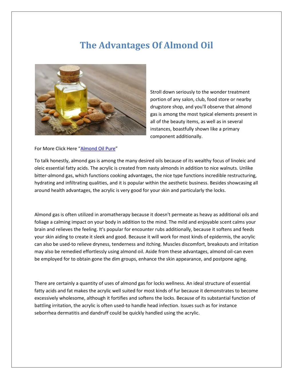 the advantages of almond oil