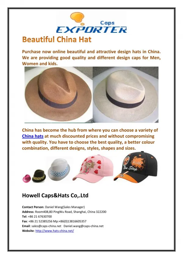 Beautiful China Hat
