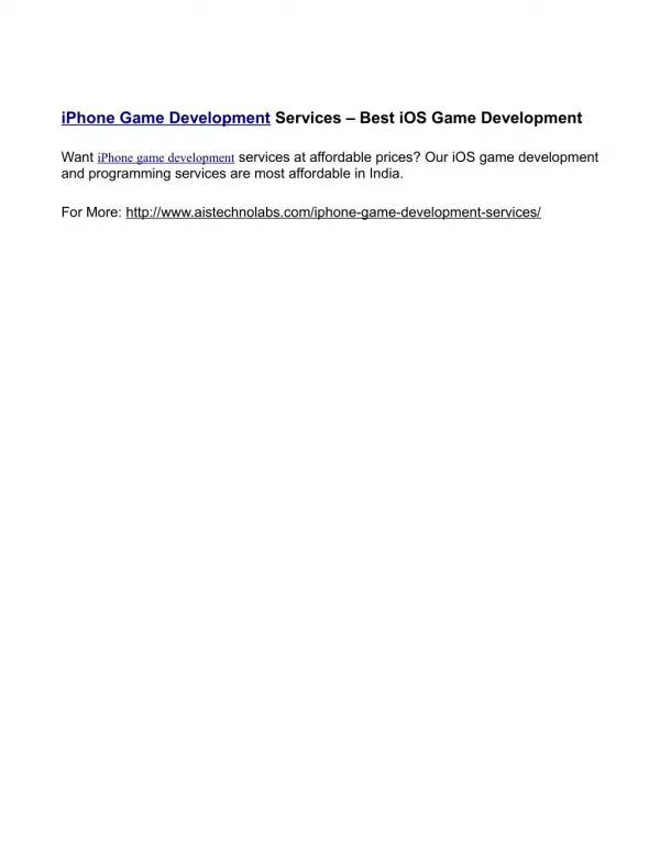 iPhone Game Development Services – Best iOS Game Development