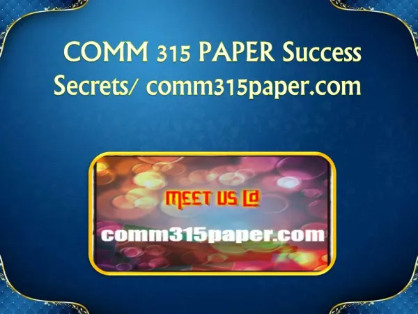 COMM 315 PAPER Success Secrets/ comm315paper.com