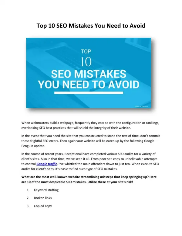 Top 10 SEO Mistakes You Need to Avoid