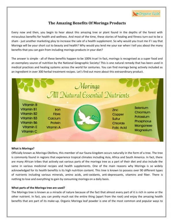 The Amazing Benefits Of Moringa Products